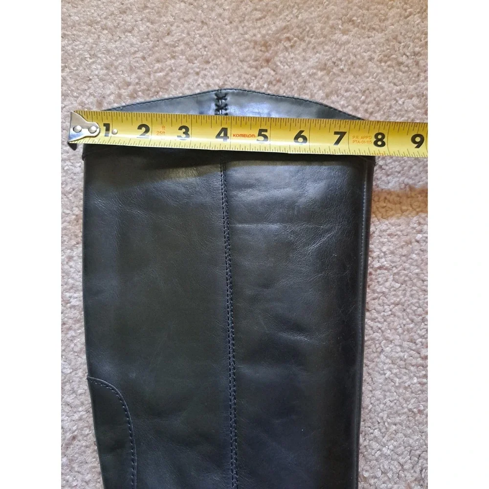 Kelsi Dagger Brooklyn Women's Black Leather Knee High Riding Boots 9 Zipper Flat